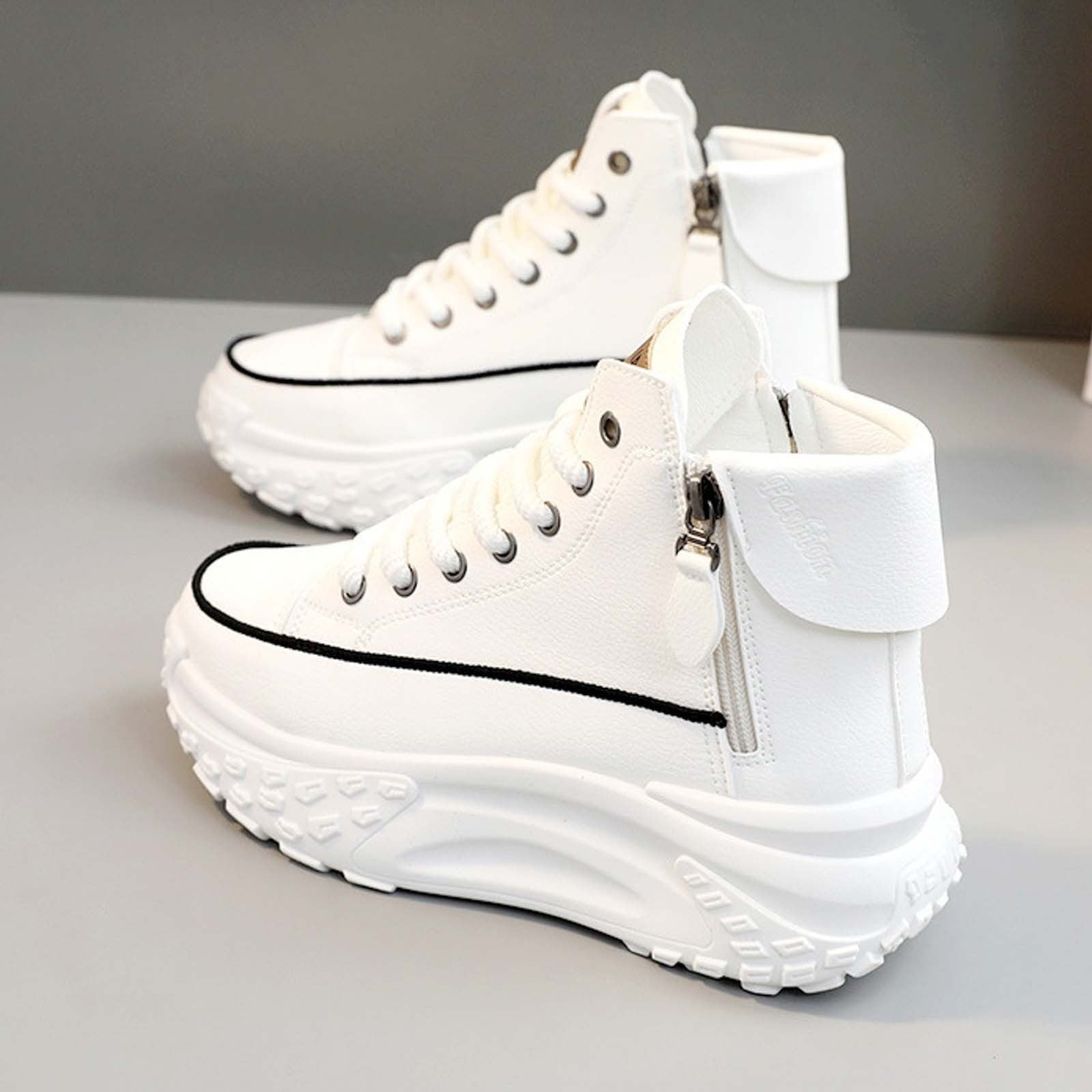 KELINFONG Women's Goth Punk High Top Platform Sneakers Lace up