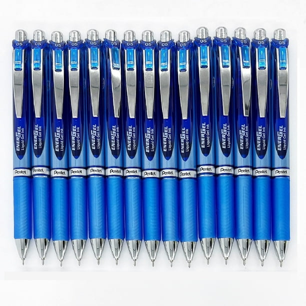 Bolígrafo Pentel EnerGel Deluxe RTX de gel líquido, 0,5 mm, paquete de 15 unidades, color azul