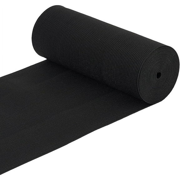 3.3 Yard Flat Elastic Band - 6 Inch Wide Black Heavy Stretch Knit for Sewing & Garment Projects Black