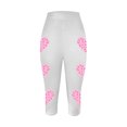 thumbnail image 4 of lcziwo Vacation Sale, Women's High Waist Tummy Control Cropped Yoga Pants Valentine's Day Heart Printed Workout Leggings Casual Elastic Tight Capri Leggings White XXXL, 4 of 5