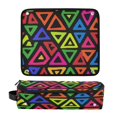 thumbnail image 3 of Hair Tools Storage with Heat Resistant Mat- Neon-colored Triangle Printed Curling Iron Travel Bag/Flat Iron Case for Women, 3 of 8