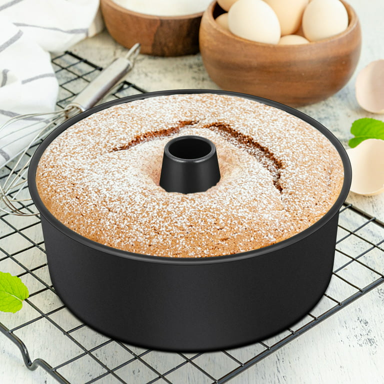 Vesteel 10 inch Cake Pan, Non-Stick Angel Food Cake Pan Chiffon Cake Mold Pound Cake Pan with Tube, Non-Toxic & Durable, Black