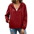 thumbnail image 4 of BUIGTTKLOP Rain Jacket for Women Full Zip up Long Sleeve Lightweight Hooded Jackets Windbreaker Waterproof Raincoat with Pocket for Outdoor, 4 of 8