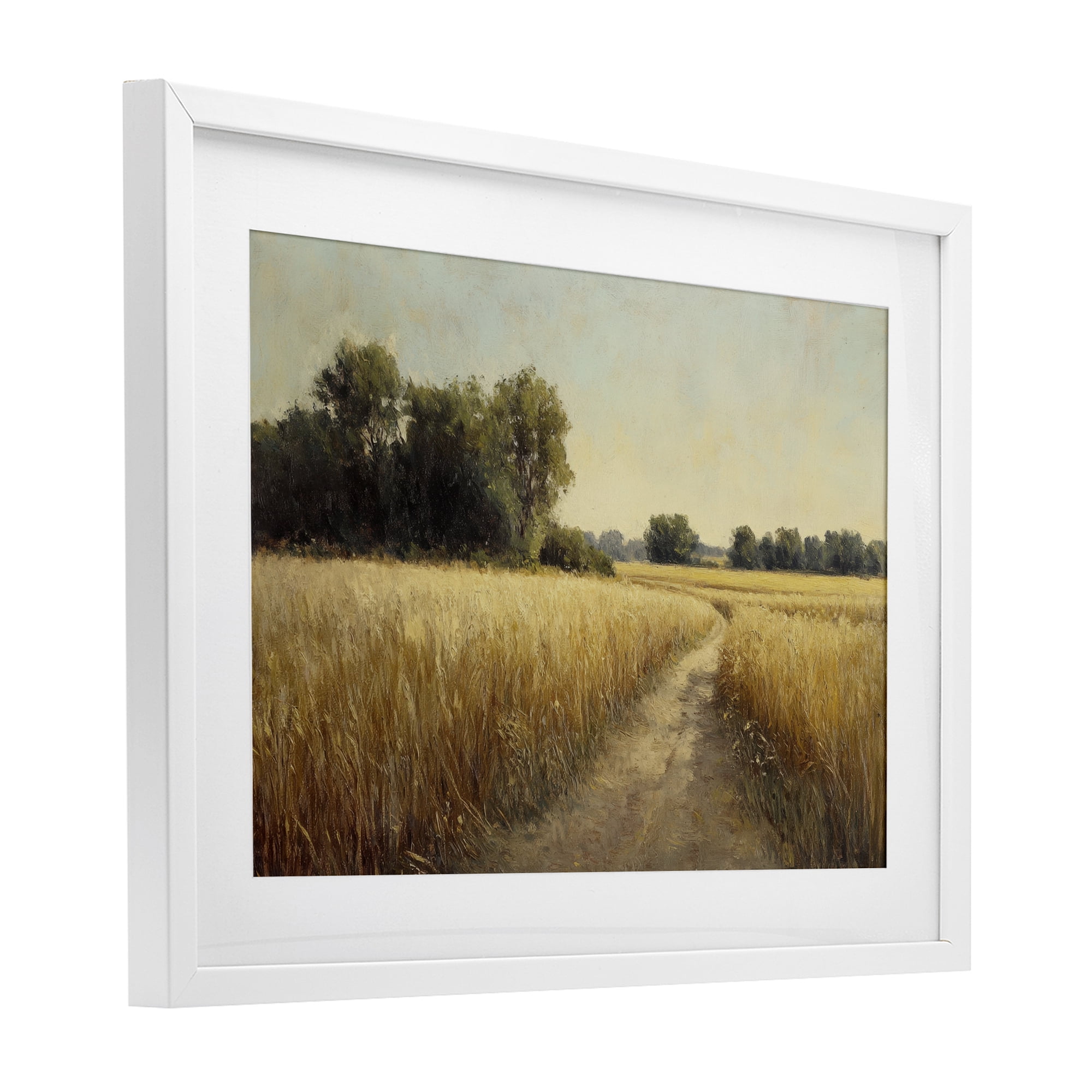Stupell Industries Sunlit Country Wheat Path White Framed Print Under Glass, design by Petal Prints Design