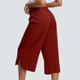thumbnail image 4 of ameIAEA Womens Wide Leg Capri Pants Elastic Waist Drawstring Cropped Trousers with Pockets, 4 of 6