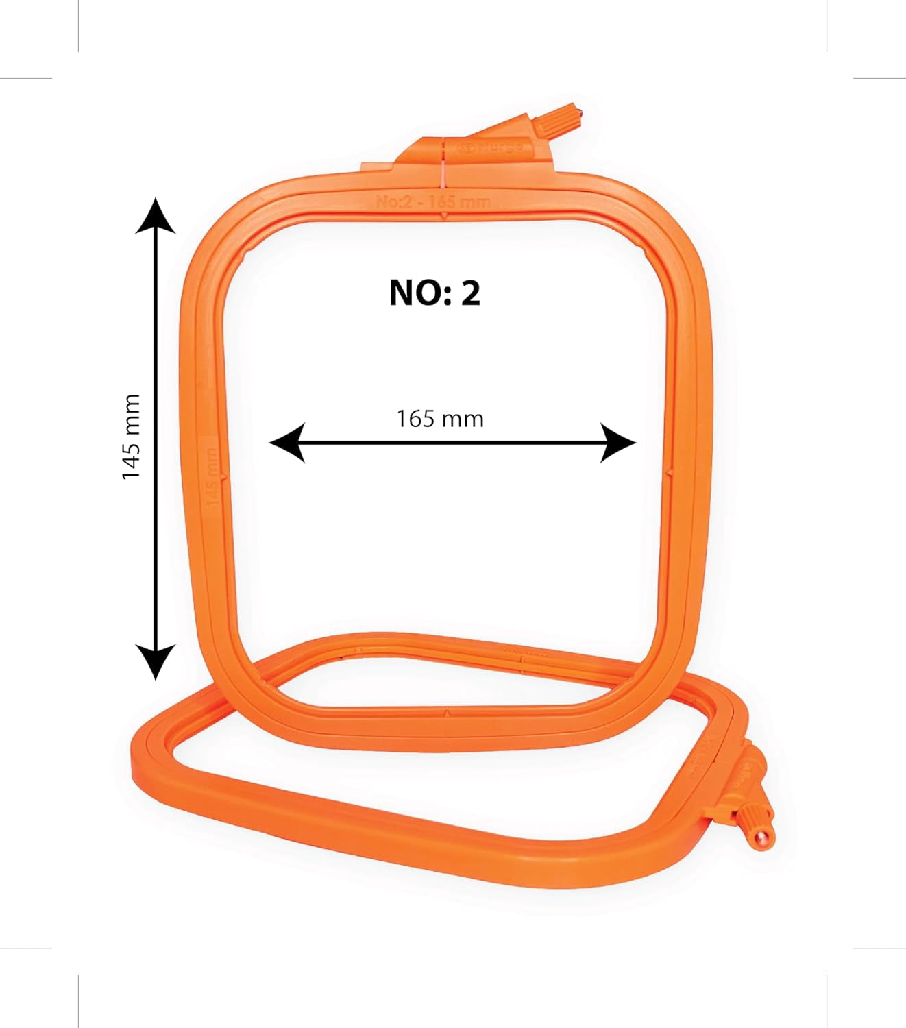 Nurge 4-Piece Square Embroidery Hoop Set, ABS Plastic, Multi-Size, Orange