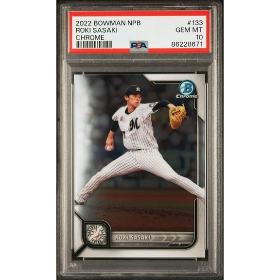 Graded 2022 Topps Bowman NPB Roki Sasaki #133 Chrome Rookie RC Baseball Card PSA 10 Gem Mint