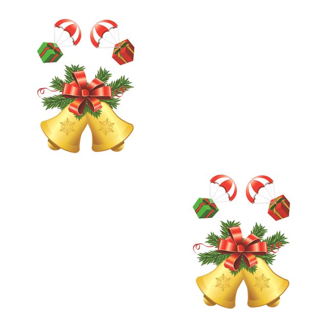 Justharion Christmas Static Sticker Fridge Window PVC Decal Home Office Shop Self -adhesive Decoration, Long Hat Santa Clause bells 2Set