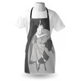 thumbnail image 4 of Retro Apron, Greyscale Style Hand Drawn Illustration of Dancing Ballerina Girl with Shadow, Unisex Kitchen Bib with Adjustable Neck for Cooking Gardening, Adult Size, Pale Grey and Grey, by Ambesonne, 4 of 4