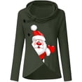 thumbnail image 3 of Blouse à Manches Longues avec Imprimé de Noël pour Femmes, Col Roulé à Boutons, Chandail en Molleton, Chandail, 3 of 3