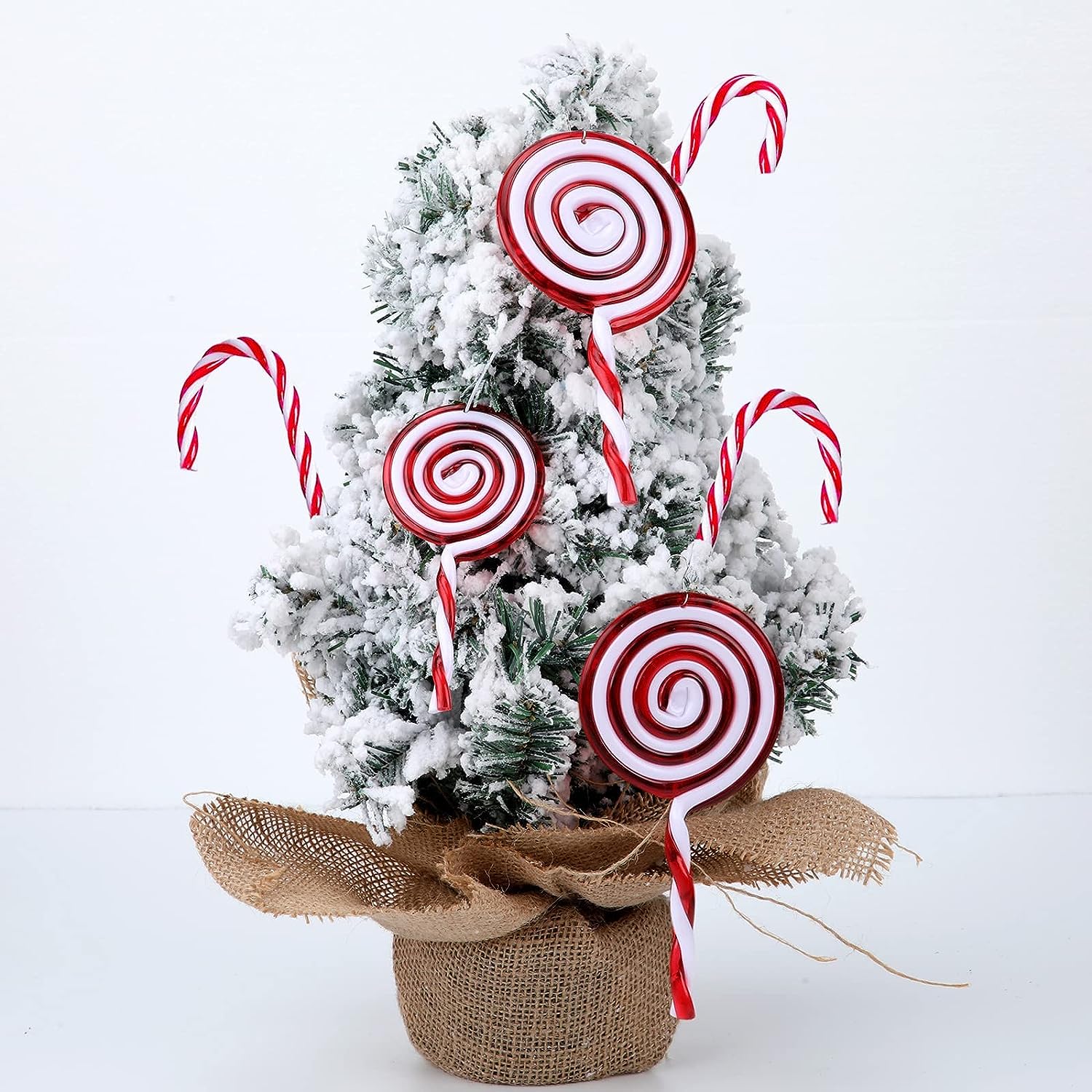 18 Ornements Noël Bonbons & Cannes - Décorations Sapin Rouge Et Blanc, Fournitures Fêtes