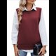 thumbnail image 2 of Suéteres de Punto para Mujer, Cuello Redondo, Lazo, Color Liso, Botones y Abertura Lateral, 2025 Vino Tinto XL, 2 of 9