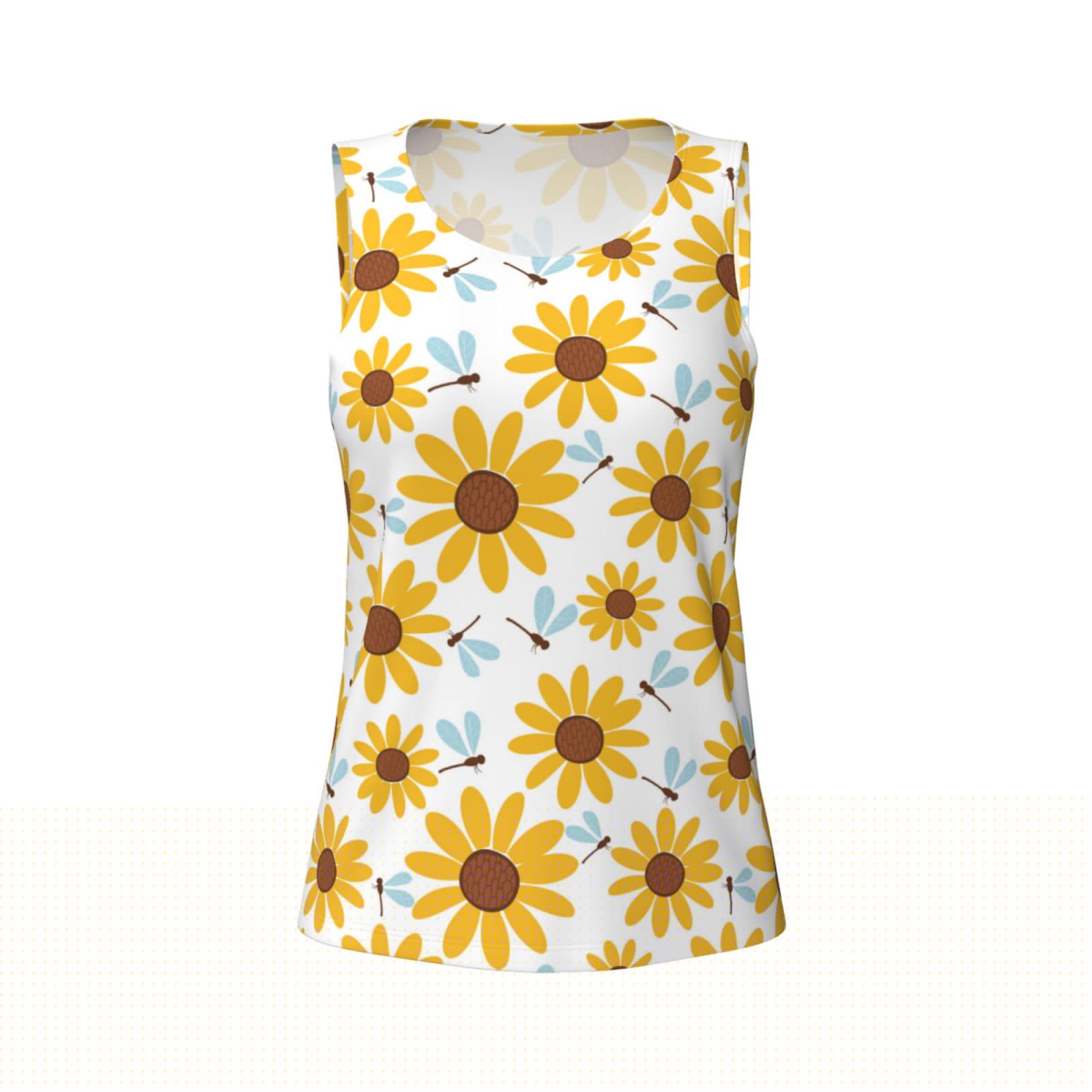 thumbnail image 4 of Easygdp Sunflowers Women's Workout Tank Top, Running Top, Hiking Shirt, Quick-Dry for Running, Yoga, Hiking - Large, 4 of 9