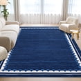 thumbnail image 2 of Hasoo Large Washable Rug 9' x 12' Area Rug for Living Room Modern Geometric Border Non Slip Neutral Indoor Decor Carpet, Blue, 2 of 5