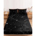 thumbnail image 2 of Full Size Fitted Sheet Set - Cosmic 3 Piece Bedding Sets 16" Deep Pocket Fitted Sheet with 2 Pillowcases, Black Grey Mystical Planet Universe Abstract Brushed Microfiber Hotel Luxury Bed Sheets, 2 of 9