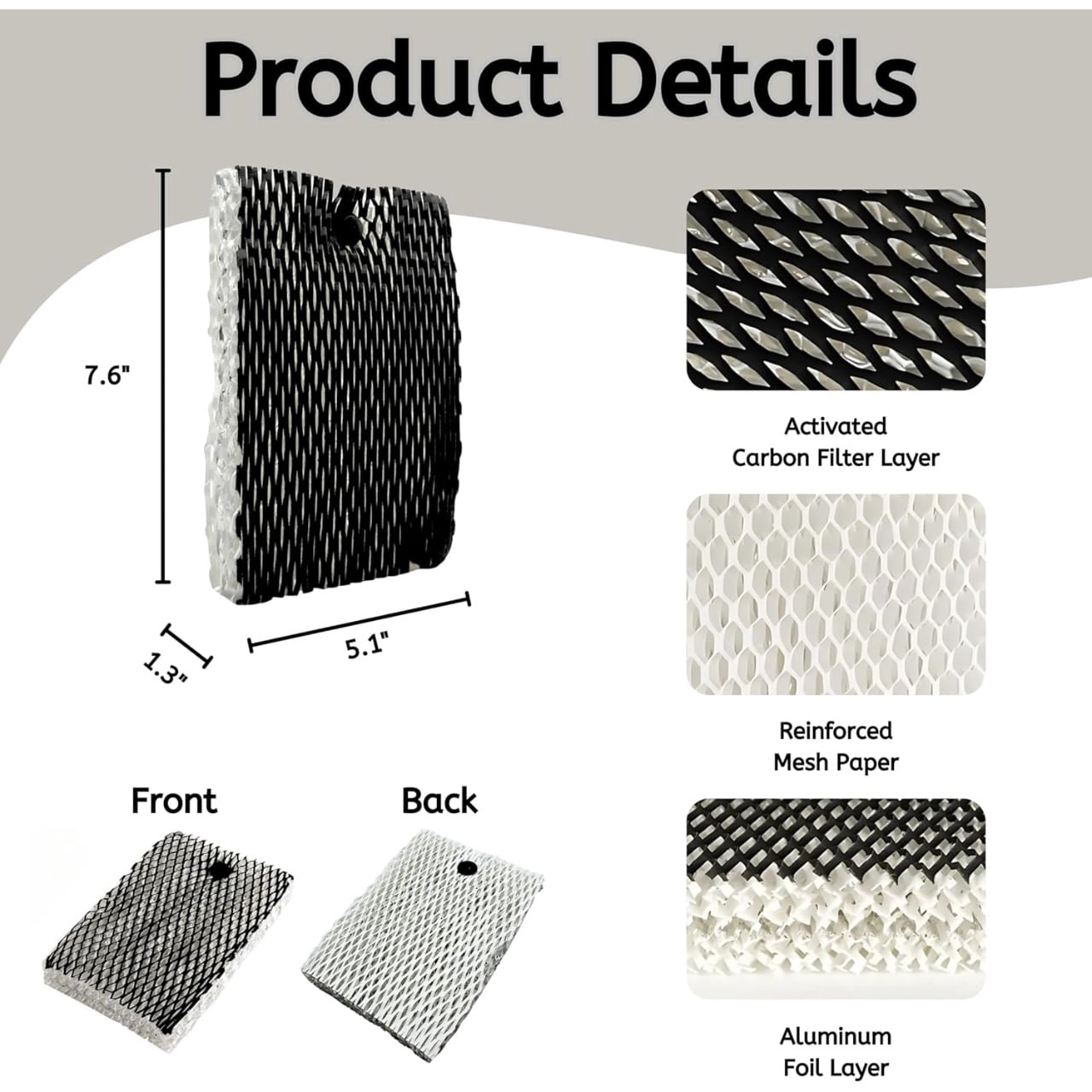 Nispira HWF100 Super Wick Humidifier Filter Replacement for Holmes Bionaire Sunbeam HM6000 HM6000RC HM6005 BCM7305 BCM7309 BCM7204 SCM7808 SCM7809, 8 Pack