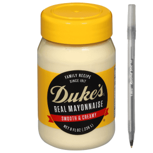 Duke's Mayonnaise, Real, Smooth & Creamy with pen