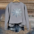 thumbnail image 6 of FYEGRE Snowflake Print Crewneck Pullover Sweatshirt Soft Warm Winter Holiday Long Sleeve Cozy Fashion Top For Women Festive Casual Apparel Grey XXL, 6 of 6