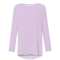 thumbnail image 4 of Sevevn Women's Solid T-shirt Long Sleeves Blouse Round Neck Casual Tops Pink XXL Family Gifts, 4 of 5
