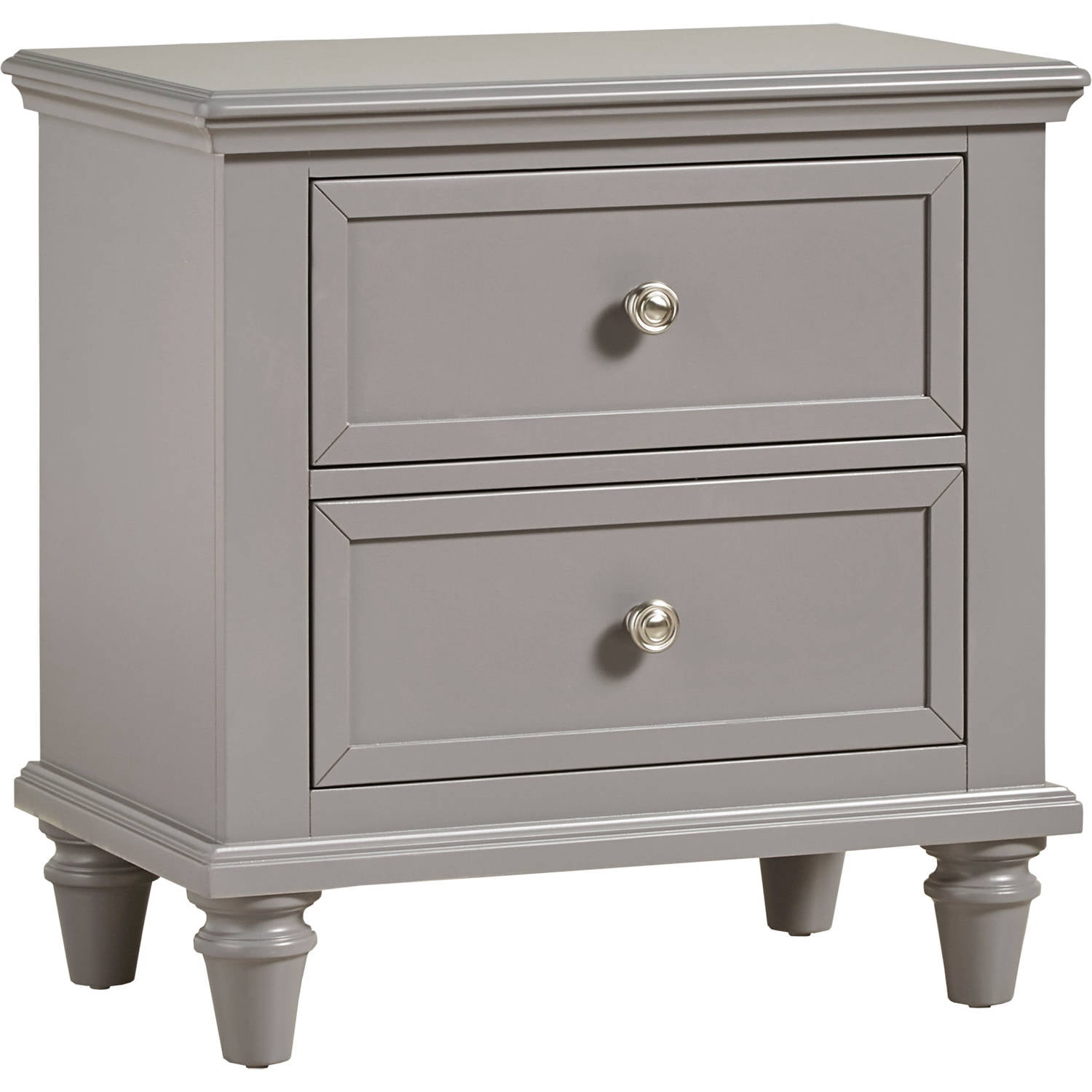 Chelsea Lane Elise 2-Drawer Nightstand End Table, Frost Gray