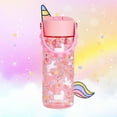 thumbnail image 5 of Elemental Splash Kids Water Bottle - Plastic Water Bottle - BPA Free - Leak Proof - Straw Lid - Pop-it Handle - Durable - For Girls, Boys & School Reusable Water Bottle - 18oz - Unicorn, 5 of 5