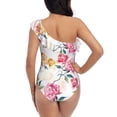 thumbnail image 5 of Easygdp Colorful Flowers Women's One Shoulder Ruffle Monokini Bathing Suits with Removable Chest Pad, Quick Drying - Large, 5 of 8