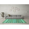 thumbnail image 3 of Ahgly Company Machine Washable Indoor Rectangle Abstract Turquoise Blue Modern Area Rugs, 2' x 5', 3 of 4