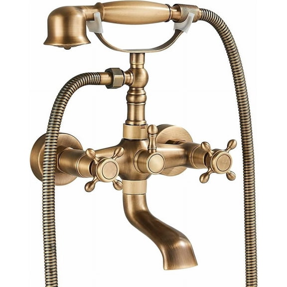 Retro Bathtub Mixer, Bathtub Faucet with Hand Shower, Bathroom Basin Faucets, Wall Mounted Shower Mixer, 2 Functions