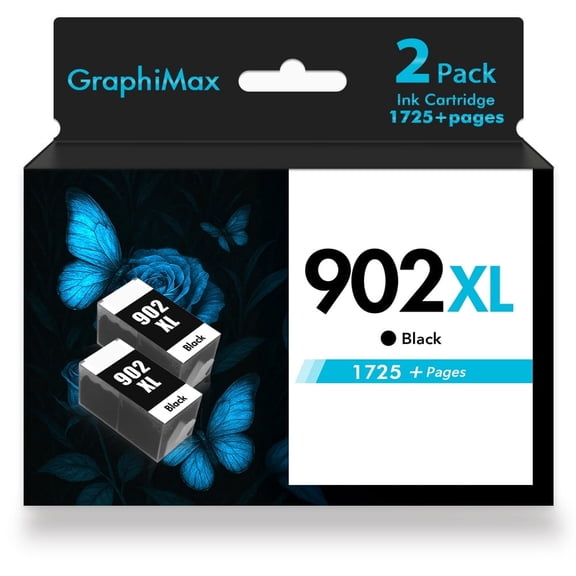 902XL 902 Ink Cartridges Compatible for 902 902XL 2 Pack for OfficeJet Pro 6978 6968 6970 6971 6974 6975 6979 6960 6961 6963 6964 6965 6966 6950 902 XL Printer (2 x Black)