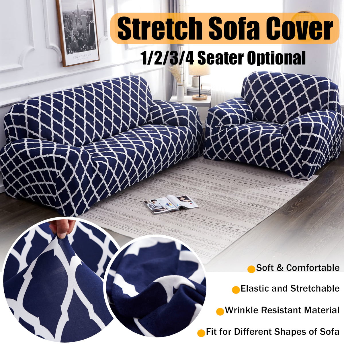 Stretch Sofa Cover Lounge Couch Removable Slipcover Washable 1 2 3 4 Seater US