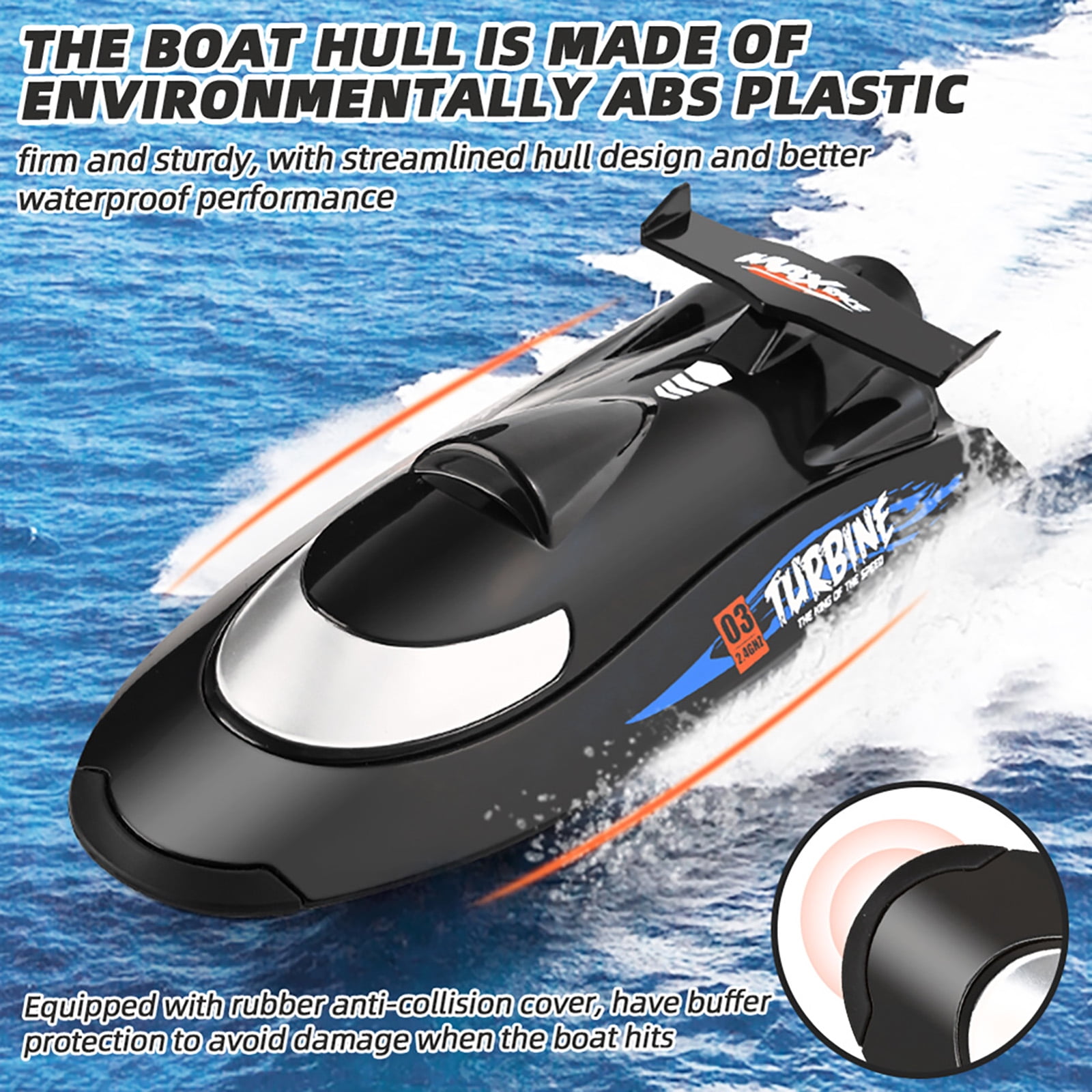 Btidfty Flytec V009 Rc Boat Waterproof 2.4GHz 30km/h Ship with Battery (Black)