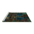 thumbnail image 2 of Ahgly Company Machine Washable Indoor Round Oriental Turquoise Blue Modern Area Rugs, 4' Round, 2 of 4