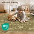 thumbnail image 4 of ODIKA 8'x10' Washable Area Rug Boho Faded Central Emblem Weathered Interlocking Motif Design for Dining Room, Large Office, Lounge, Non-Slip Chair-Friendly Mat, 4 of 7