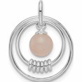 thumbnail image 1 of Sterling Silver Polished Pink Quartzite In Circles Pendant (22 X 16.5) Made Thailand -Jewelry By Sweet Pea, 1 of 7
