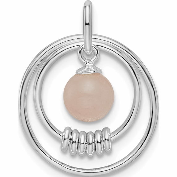 Sterling Silver Polished Pink Quartzite In Circles Pendant (22 X 16.5) Made Thailand -Jewelry By Sweet Pea