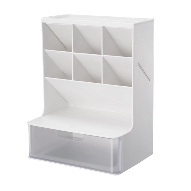fashionhome Storage Box Multi-layer Desktop Organizer Space-saving Stationery Portable Lightweight Cosmetic Case Desk Storage Rack White Shelf White Drawer White Shelf Transparent Drawer