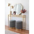 thumbnail image 3 of Lumisource Marla Contemporary Nesting Pleated Ottoman Set in Gold Metal and Grey Velvet, 3 of 11