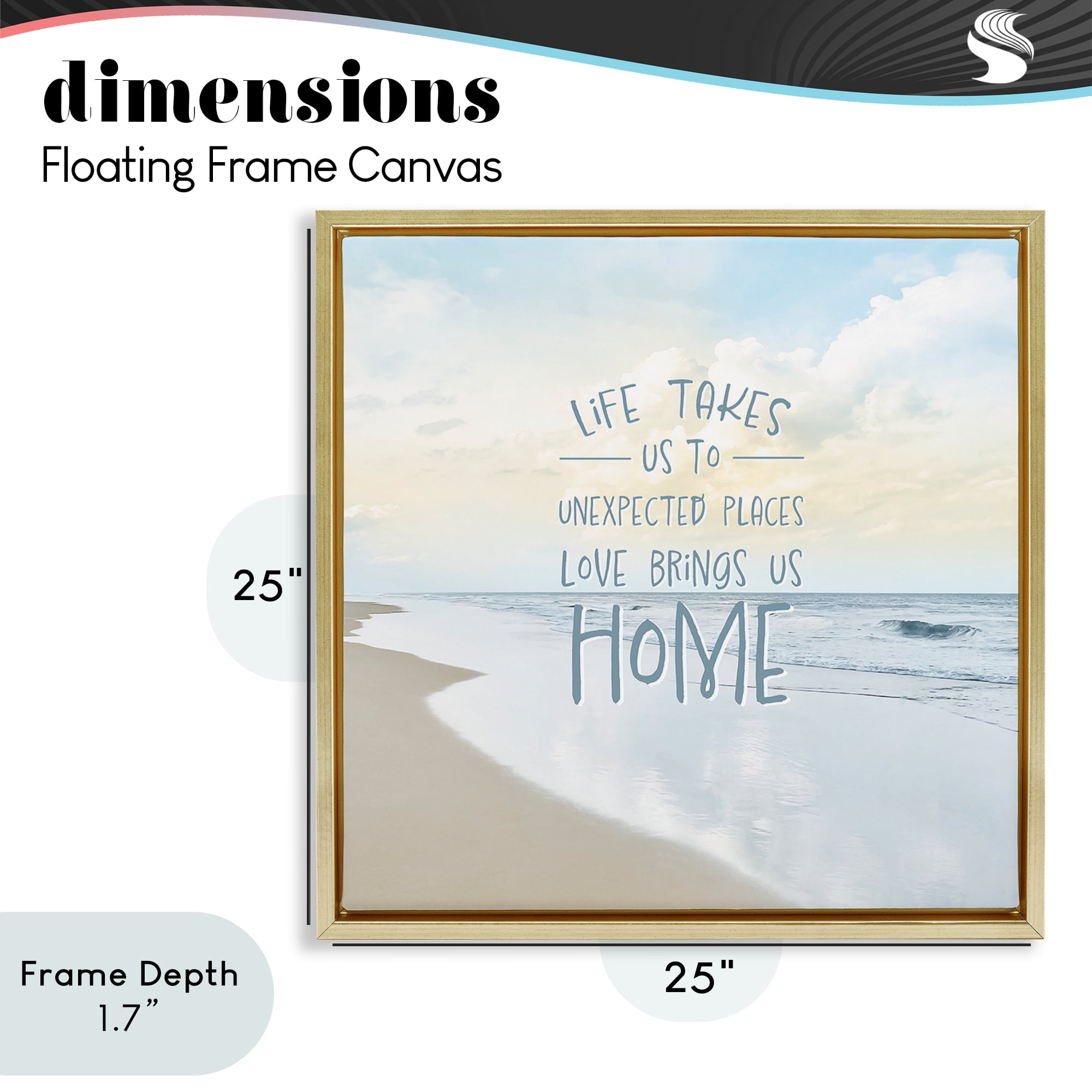 Stupell Industries Love Brings Us Home Inspiration Gold Framed Floater Canvas Wall Art, design by Natalie Carpentieri