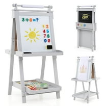 Infans Foldable Easel for Kids 3-in-1 Double-sided Art Easel with Chalkboard Green