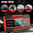 thumbnail image 4 of Car Battery Charger 10A 12V/24V Intelligent Auto Motorcycle Charger with Touch LCD Screen and 5 Auto Repair Modes Red, 4 of 5