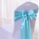 thumbnail image 1 of Funda para silla con lazo, satén dorado, morado y azul, ideal para banquetes de hotel, bodas y eventos de gran volumen, fácil de instalar, tela de satén premium, ideal para bodas., 1 of 9