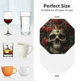 thumbnail image 6 of Pofeuu Classical Rose Crown Skull Print Coasters for Drinks, 4Pack PU Leather Coasters, Bar Drink Coasters for Tabletop Protection, Furniture from Damage-Octagon, 6 of 6