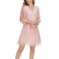 thumbnail image 3 of ROMANCE VICTORY Women's 3/4 Split Sleeve Loose Party Cocktail Evening Chiffon Dress, 3 of 11