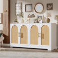 thumbnail image 4 of Buffet Cabinet with Storage, Rattan Storage Cabinet with 4 Doors, Modern Accent Sideboard with Sturdy Wood Feet, for Living Room, Dining Room, Entryway, 4 of 7