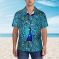 thumbnail image 2 of Fotbe Beautiful Blue Peacock Camisa Hawaiana para Hombre Unisex – Camisa Casual de Verano con Botones de Manga Corta de Algodón y Lino,Medium, 2 of 7