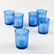Set of 12 Blue Colored Eastland Glass Votive Candle Holders