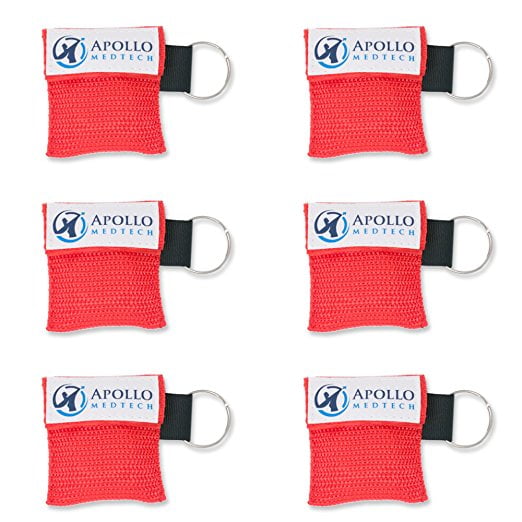 6 pack CPR Mask for Pocket or Key chain, CPR Emergency Face Shield with One-way Valve Breathing Barrier for First Aid or... by Apollo MedTech
