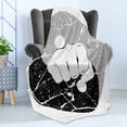 thumbnail image 4 of Kung Fu Soft Flannel Fleece Throw Blanket, Fist in Grunge Design Yin Yang Karate Themed Image, Cozy Plush for Indoor and Outdoor Use, 70" x 90", Charcoal Grey Pale Taupe, by Ambesonne, 4 of 5