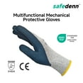 thumbnail image 4 of Safedenn Grey Blend Fabric Work Gloves with Crinkle Blue Latex Coating, 6 Pairs,XL, 4 of 6