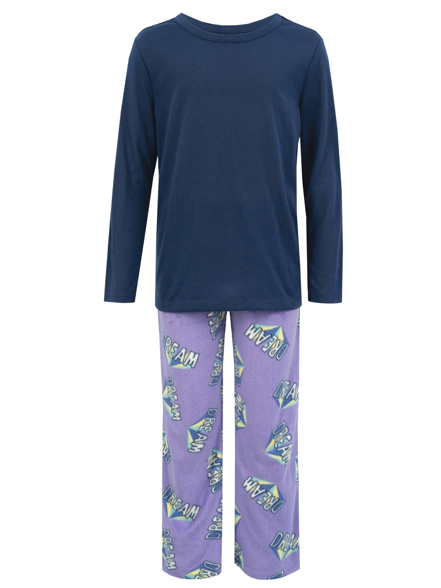 Fruit of the Loom Girl's Long Sleeve Fleece Pajama Set, 2-Piece, Sizes 4-16